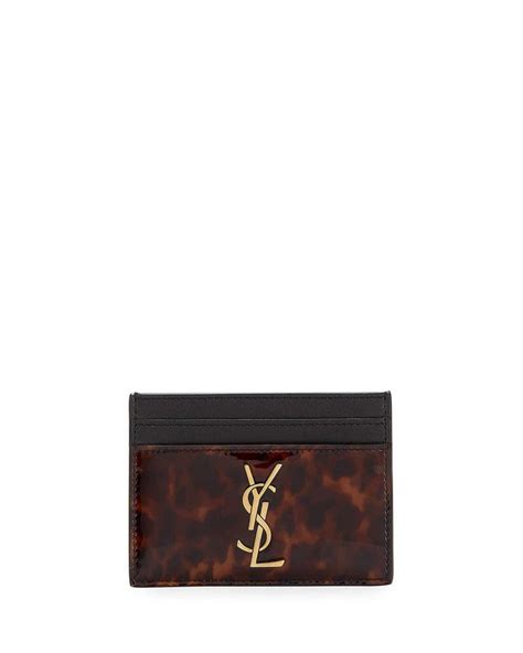 ysl leopard card holder|ysl monogram card holder.